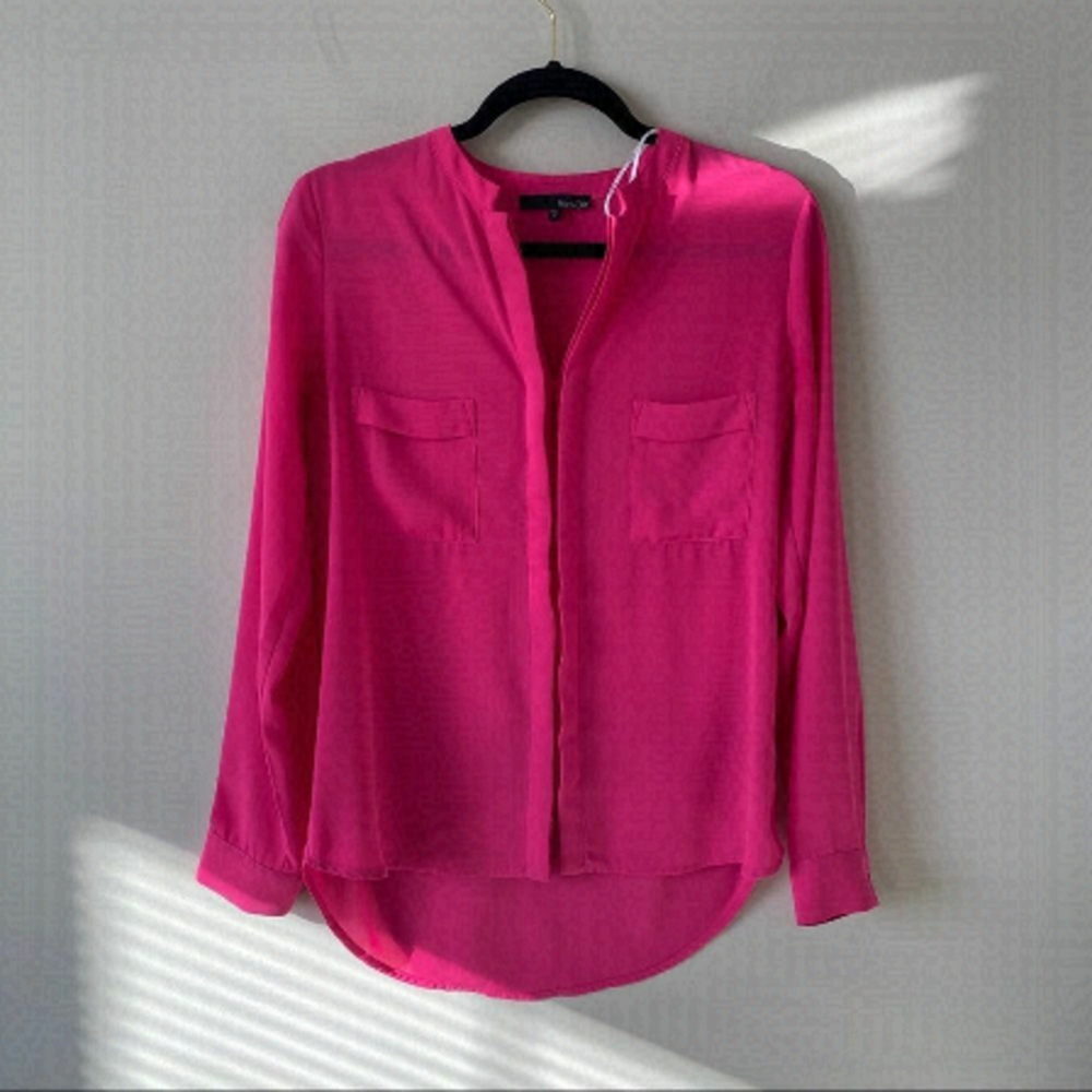 RO&DE Hot Pink Hidden Button Down Long Sleeve